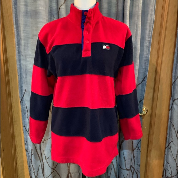 Tommy Hilfiger Other - Vtg Tommy Hilfiger L fleece rugby pullover red